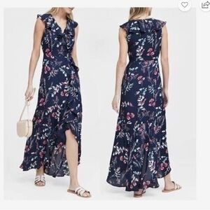 Banana Republic Floral Navy Maxi Dress size 8